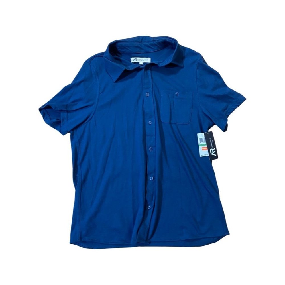 American Rag Mens Shirt Button Up Short Sleeve Blue Large